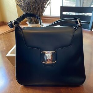 Salvatore Feragamo Black Leather Shoulder Bag